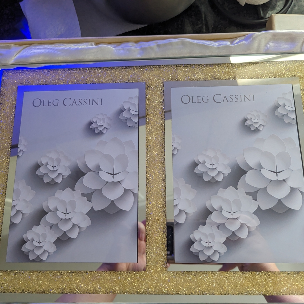 Oleg Cassini Glittering Gold and Silver Frame Duo
